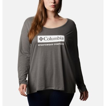 Columbia Ženske Majice S Kapuljačom - Autumn Trek Long Sleeve Relaxed Sive | ROGX-96354